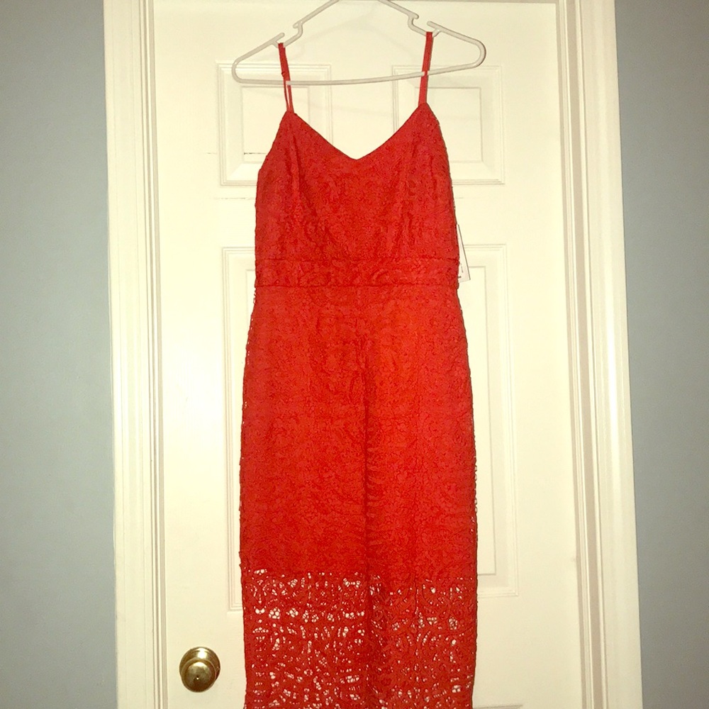 Rusty Orange Colored midi spring dress!